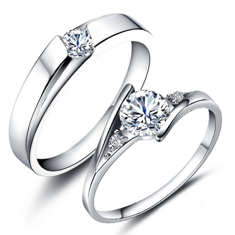Ornament Open Couple Female Korean Style Zircon Wedding Rings