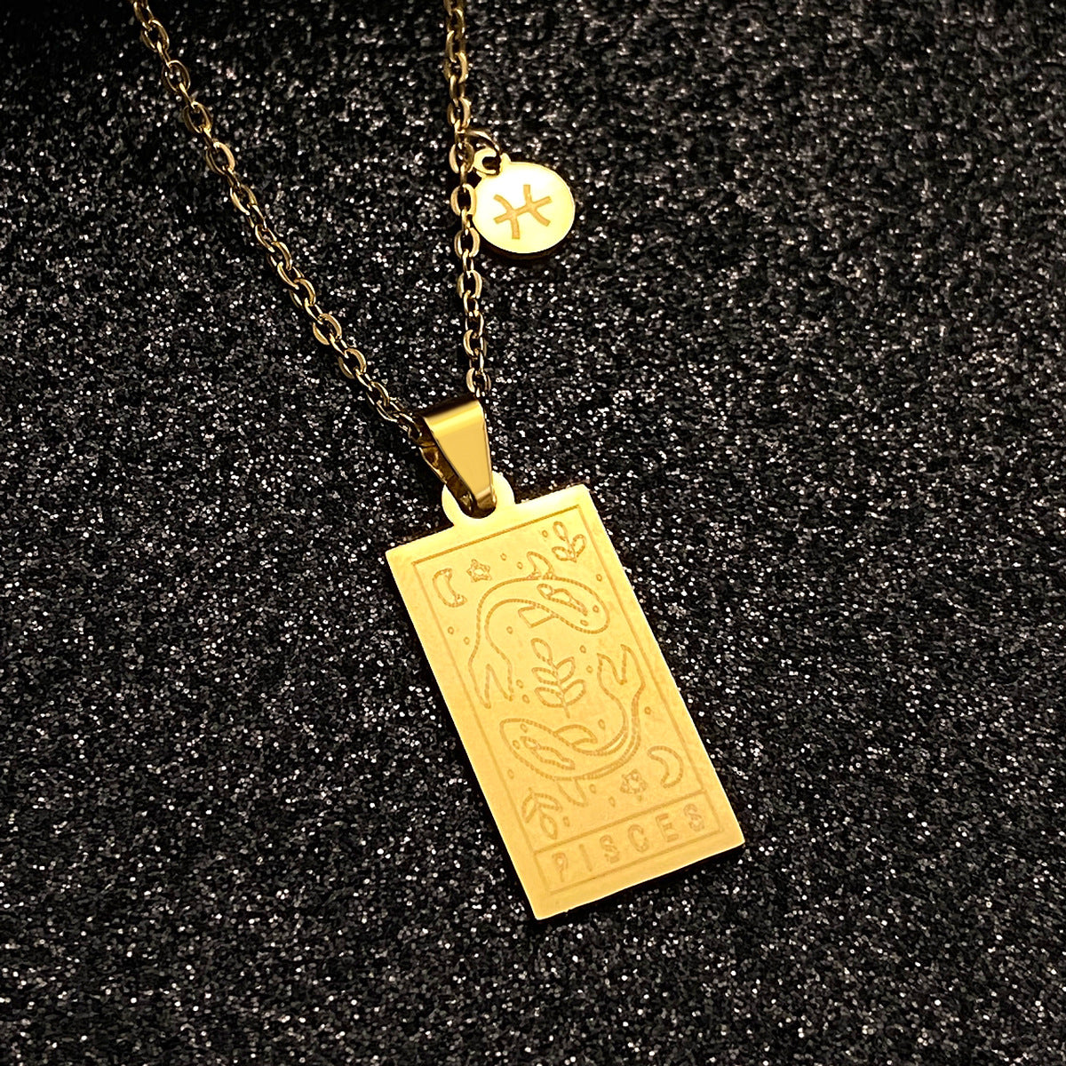 Women's Steel Constellation Square Retro Twee Tarot Necklaces