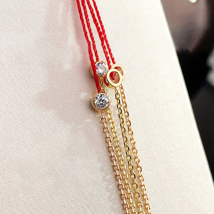 Women's Red Rope Sterling Sier Half Light Bracelets