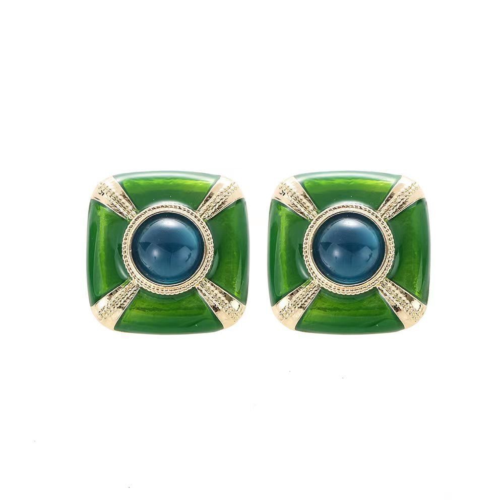 Special Interest Light Luxury Personality Palace Style Enamel High Sense Stud Earrings