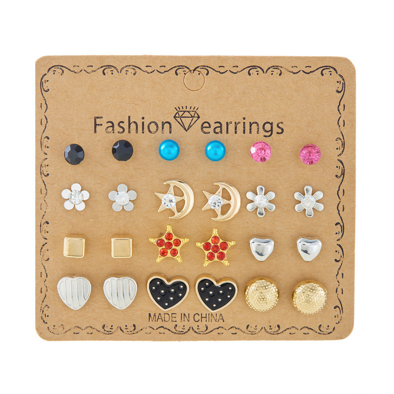 Suit Geometric Pairs Storage Ear Multicolor Earrings