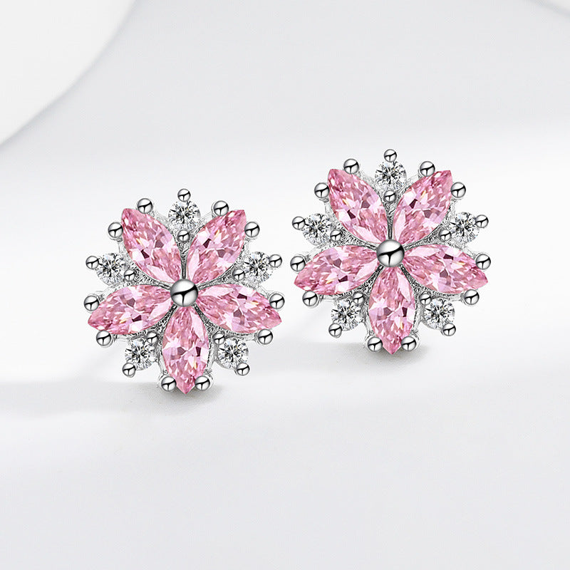 Pink Diamond Simple Elegant Sweet Little Stud Earrings