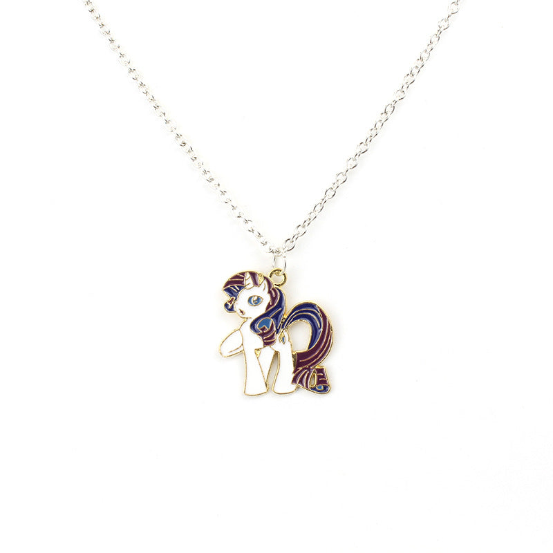 Children's Cartoon Pony Cute Anime Alloy Dripping Unicorn Girlfriends Necklaces