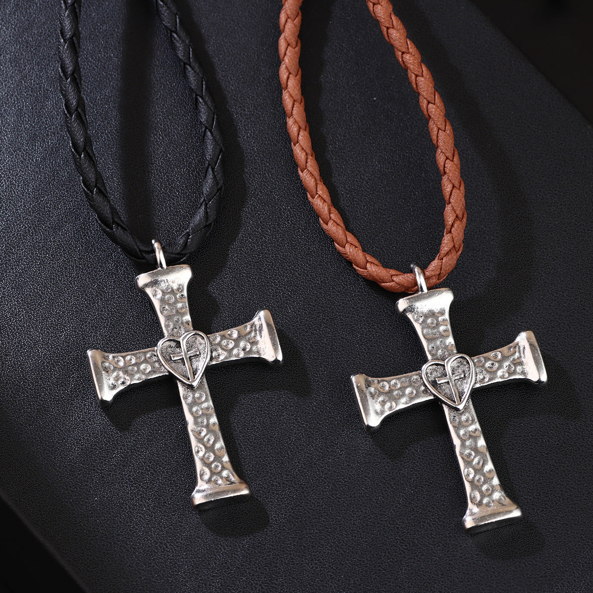Punk Denim Fashion Tie Cross Love Pendants