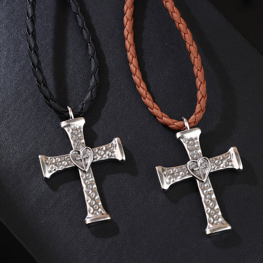 Punk Denim Fashion Tie Cross Love Pendants