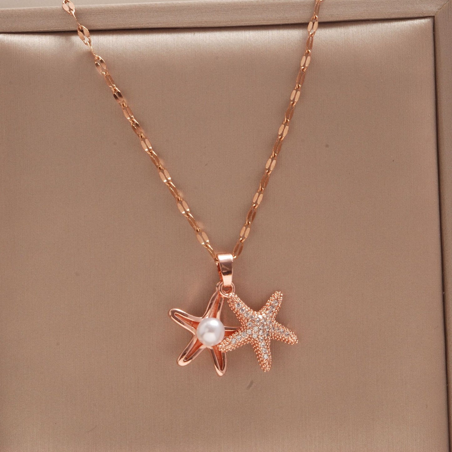 Women's Rose Gold Key Fu Lock Opal Korean Simple Fashion Necklaces
