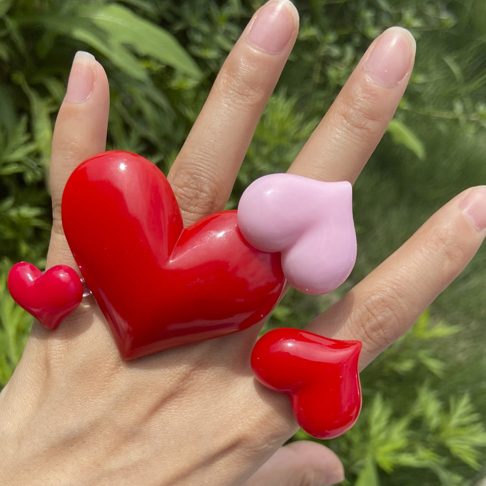 Personality Love Heart-shaped Trendy Fashion Solid Rings