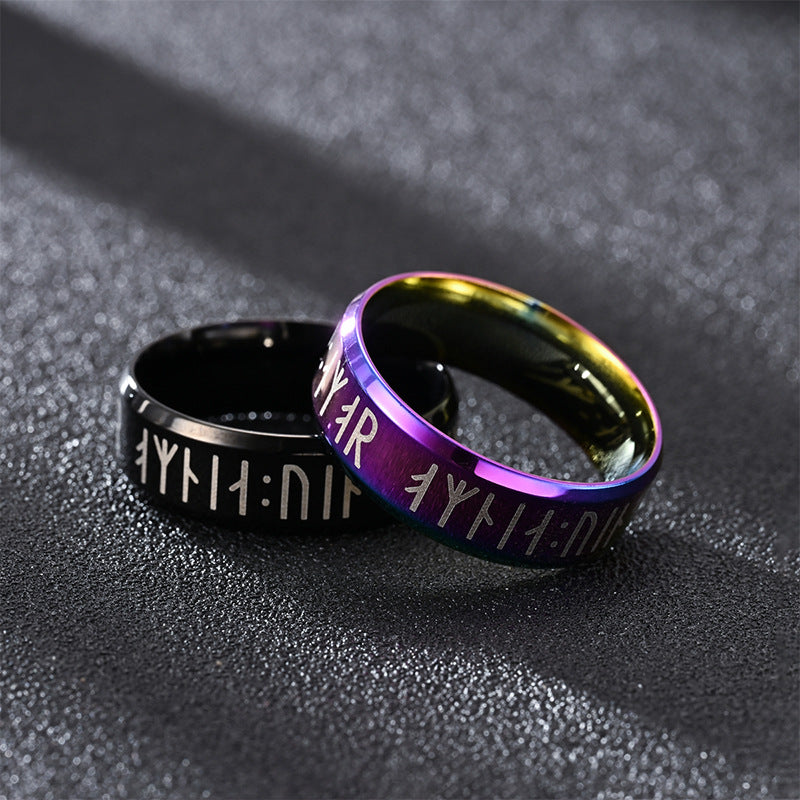 Men's Ornament Viking Letter Stainless Steel Rune Rings