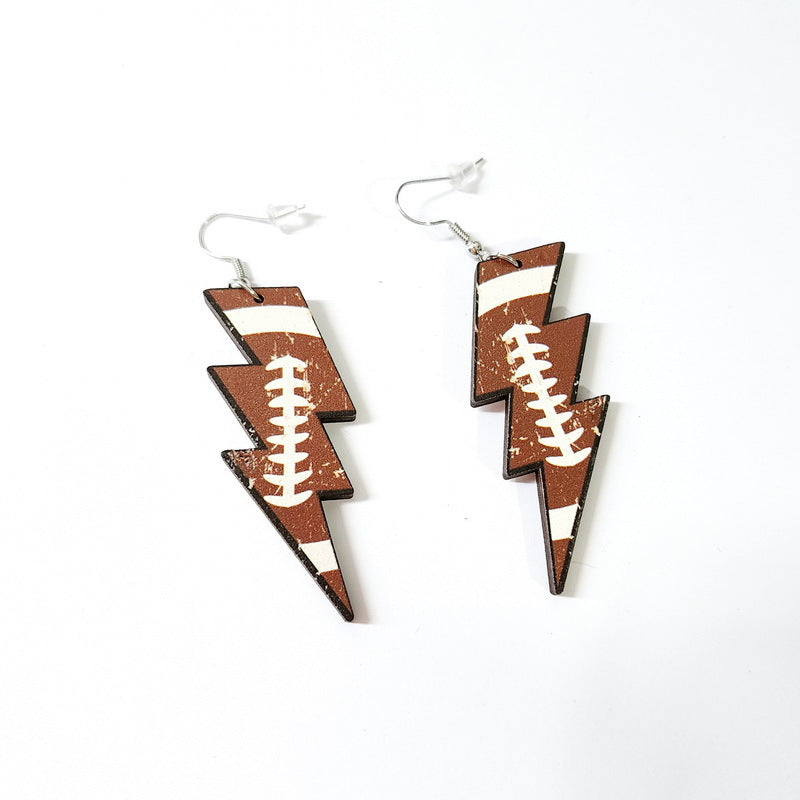 Super Bowl Sports Wood Wooden Ball Earrings
