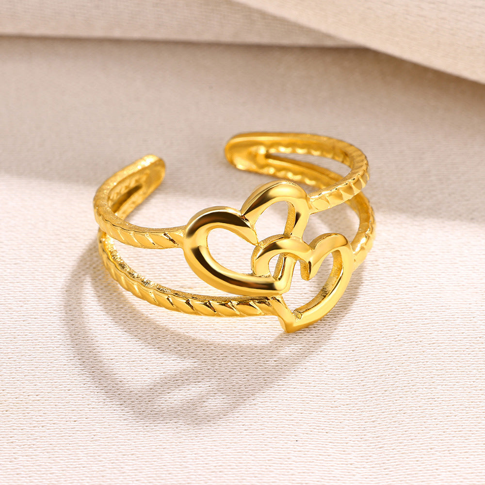 Women's & Men's Stainless Steel Snake Geometric Hollow Gold-plated Rings