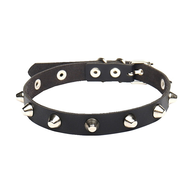 Dark Goth Style Leather High Profile Retro Collar