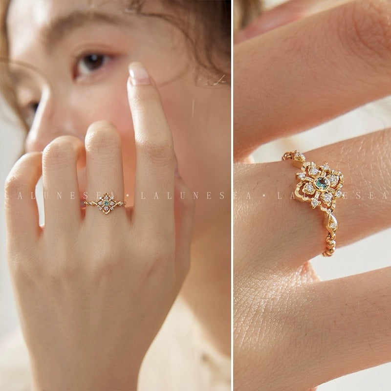 Luxury Iba Color High Imitation Emerald Adjustable Rings