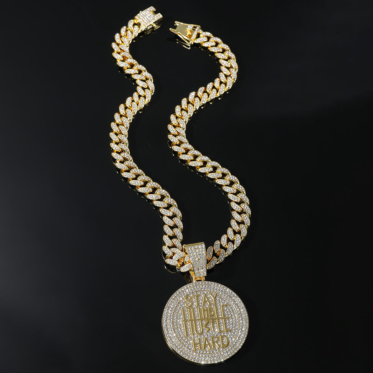 Men's Keep Calm English Letters Full Diamond Necklaces