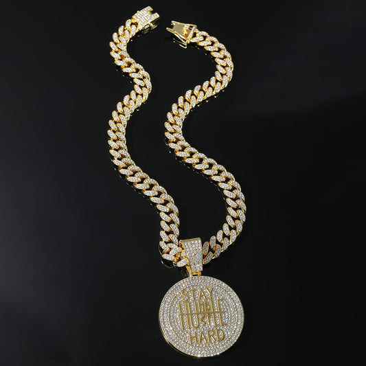 Men's Keep Calm English Letters Full Diamond Necklaces