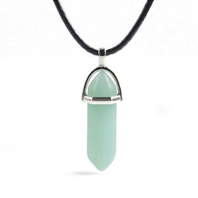 Natural Stone Hexagon Prism Fashion Crystal Necklaces