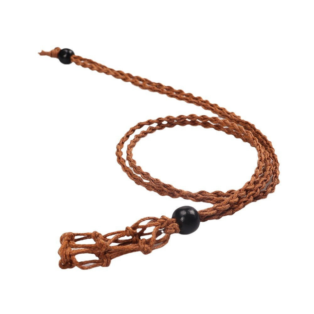 Women's Weave Natural Stone Rope Net Bag Necklaces