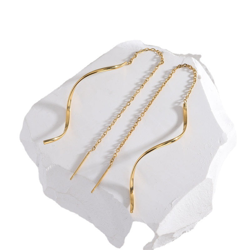 Style Spiral Elegant Long Geometric Ear Chain Sweet Personality Wavy Earrings