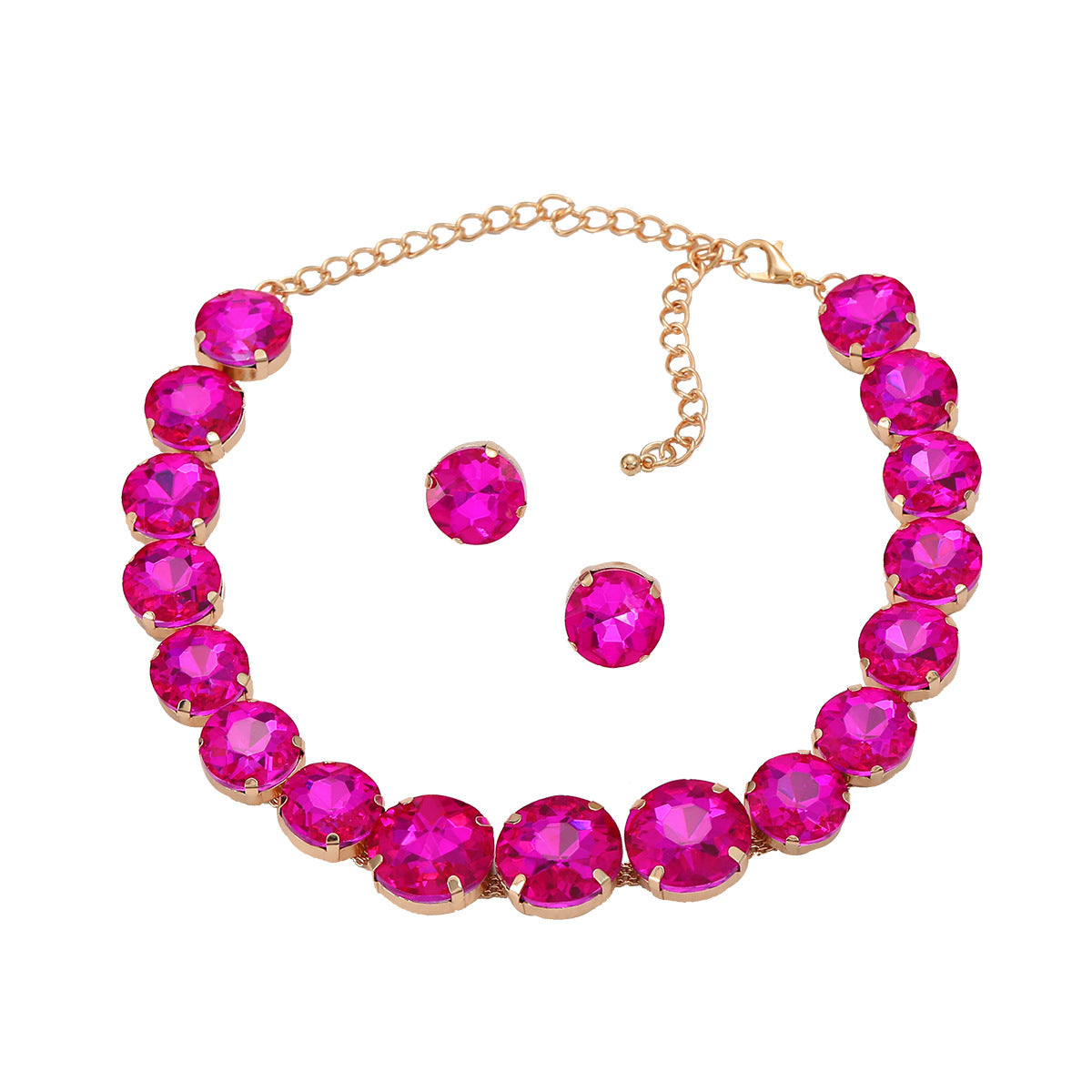 Combination Female Round Glass Drill Exaggerated Necklaces