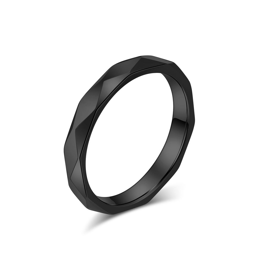 Simple Unisex Style Diamond-shaped Stainless Steel Rings
