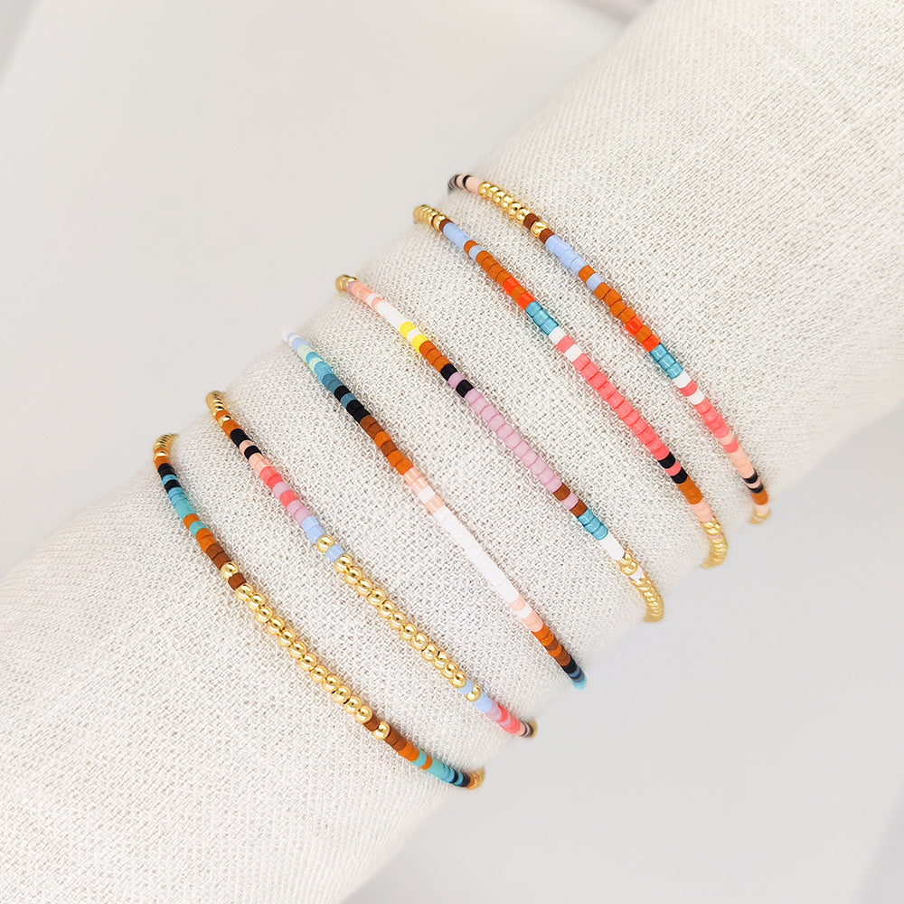 Twin Colorful Small Beads Beaded Weave Bracelets