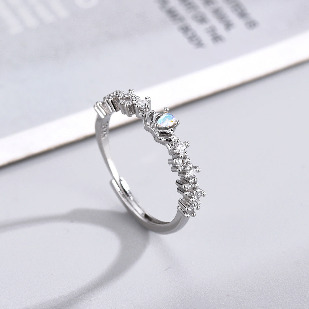 Women's & Men's Simple Temperament Small Fresh Inlaid Zircon Couple For Versatile Rings
