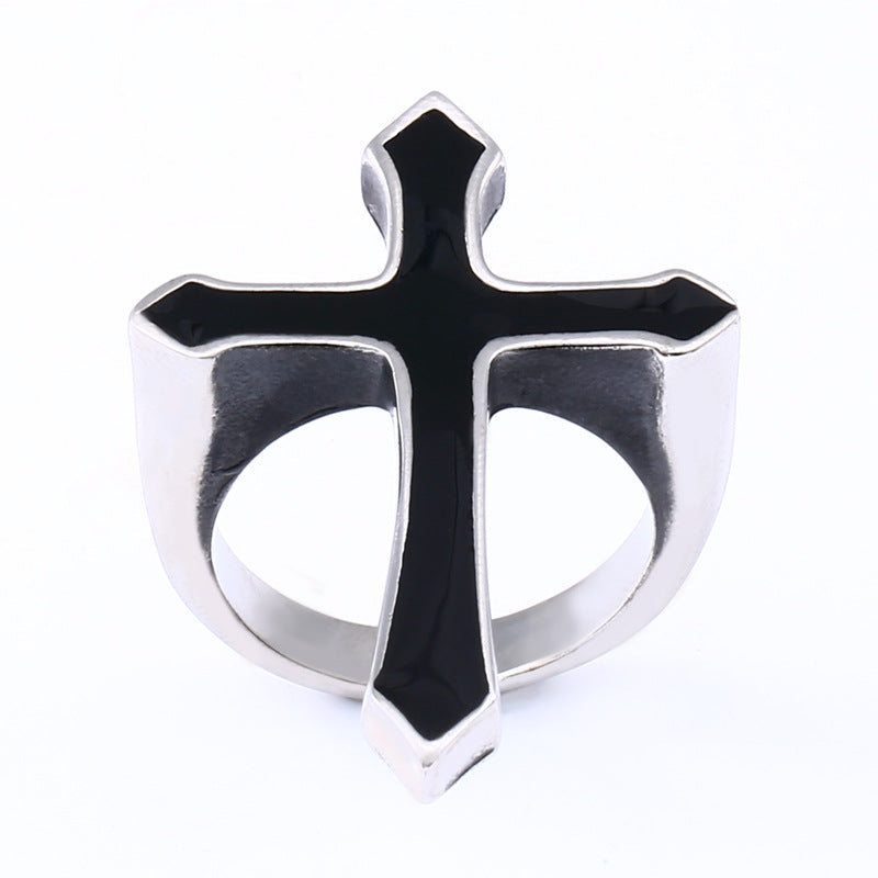 Men's Cross Simple Stainless Steel Personality Epoxy Rings
