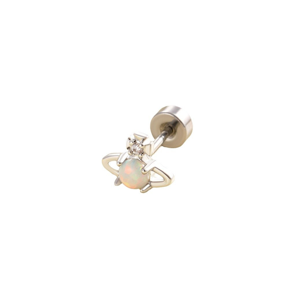 Henson Opal Saturn Niche High-grade Titanium Steel Screw Earrings