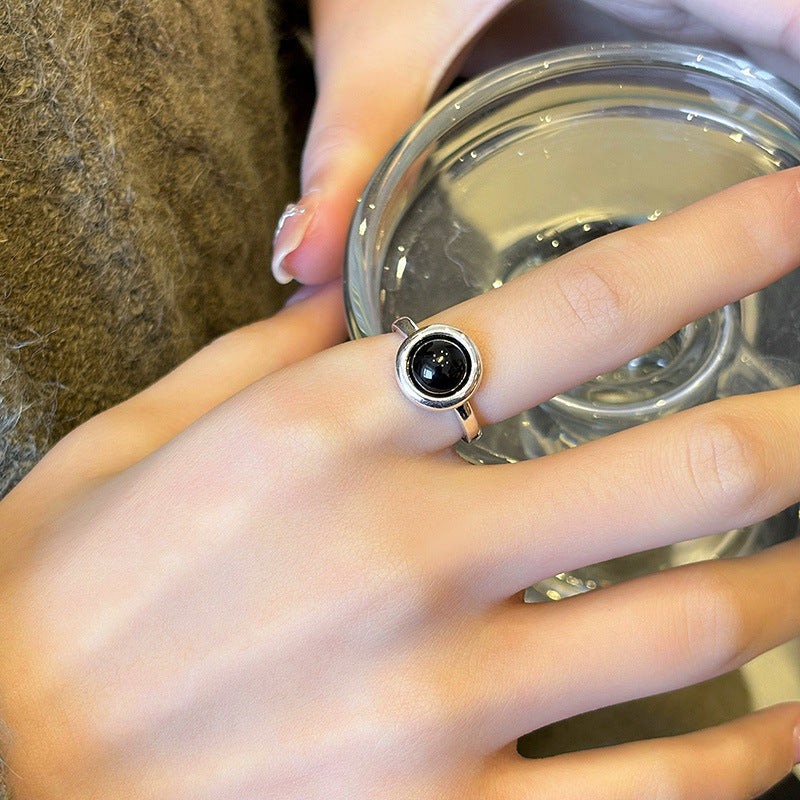 Round Tigereye Female Retro Minority Design Advanced Rings