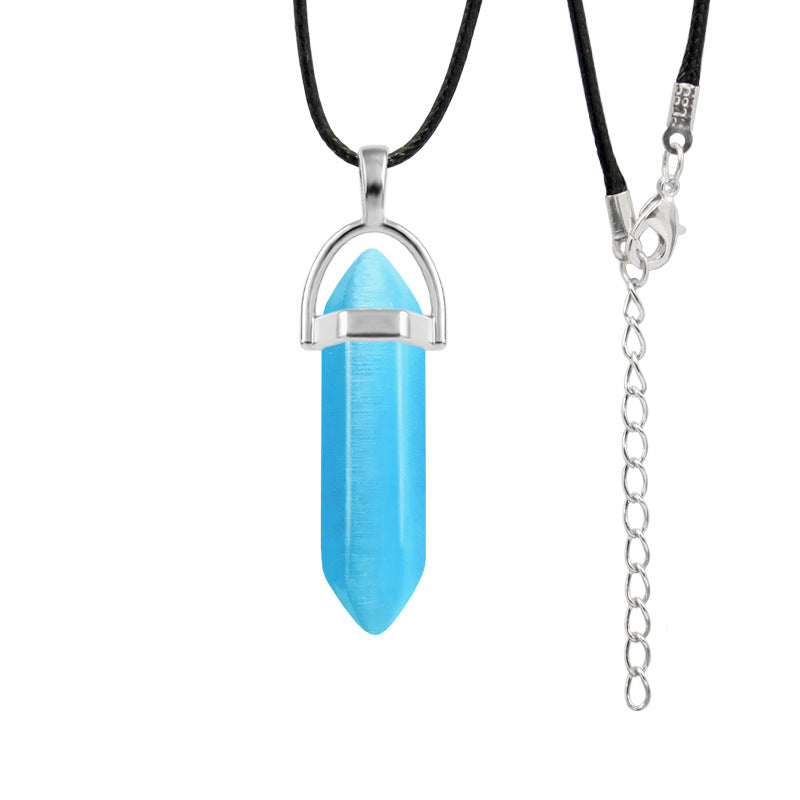 Natural Stone Hexagon Prism Fashion Crystal Necklaces