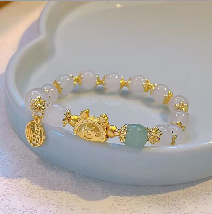 Women's & Men's Candle Dragon Blessing Chinese Style Colored Glaze Bracelets