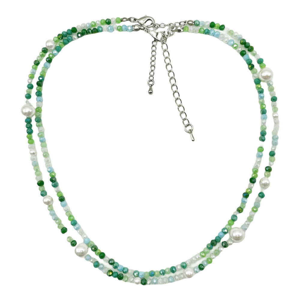 Style Glass Beaded Small Fresh Mixed Color Clavicle Chain Necklaces