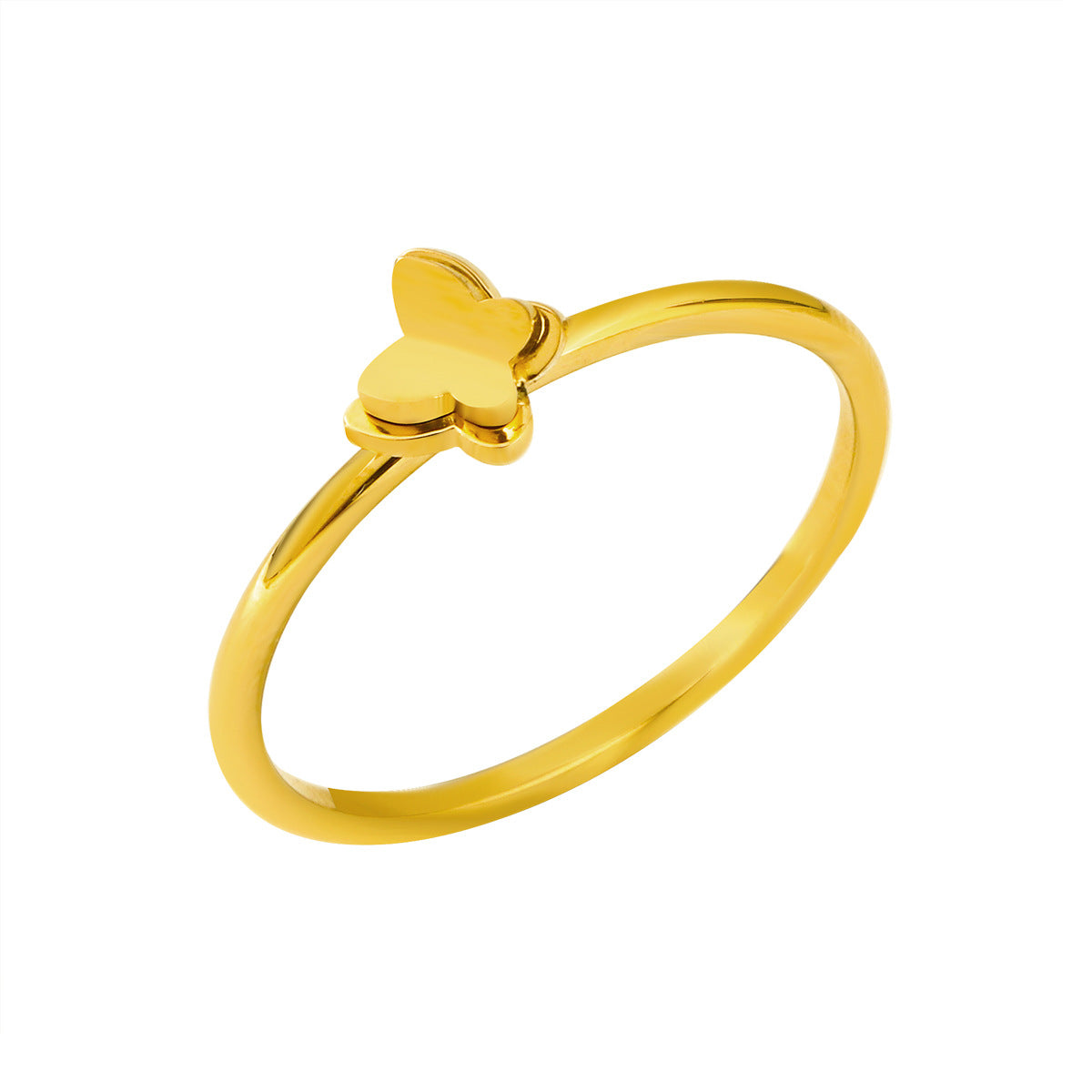 Women's Double Layer Small Butterfly Titanium Steel Gold Rings