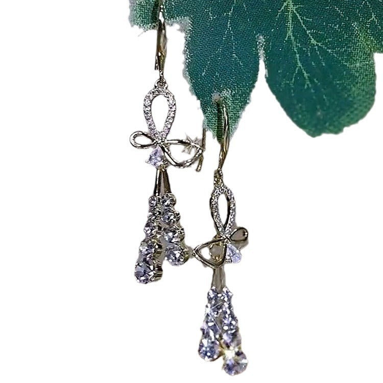 Bow Tassel High Sense Temperament Entry Lux French Earrings