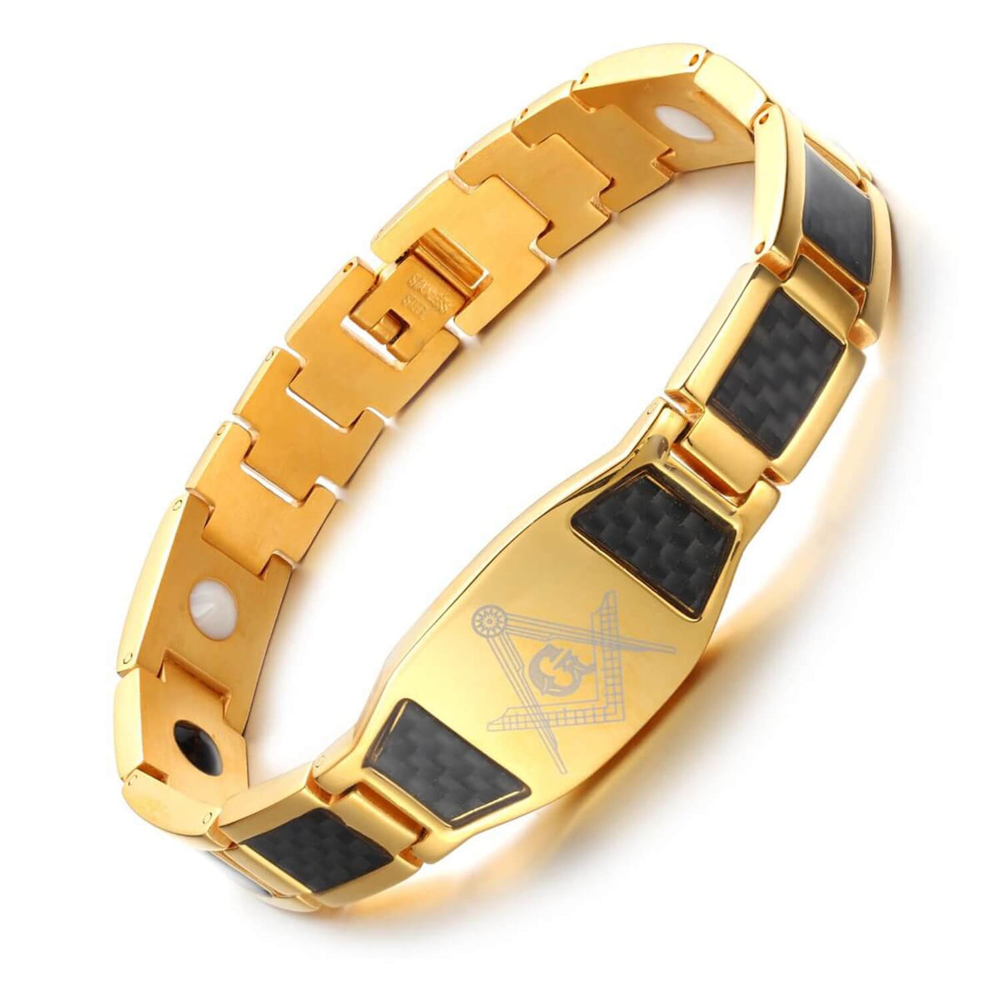 Men's Stainless Steel Magnetic Germanium Particles Energy Bracelets