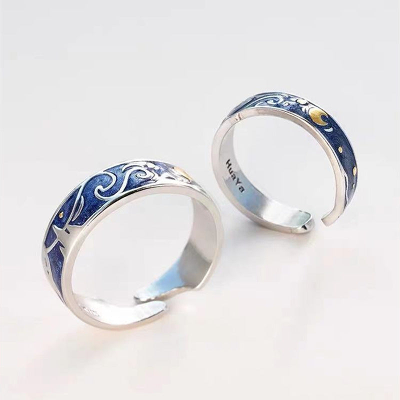 Men's Fashion Sterling Sier Pair Design Personality Rings