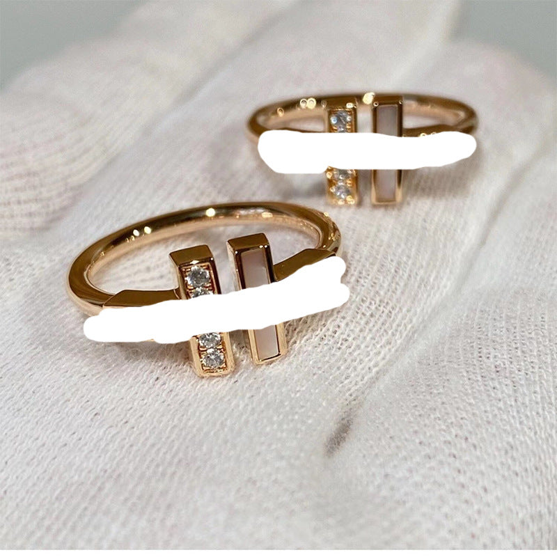 Natural White Shell Diamond Double Female Affordable Rings