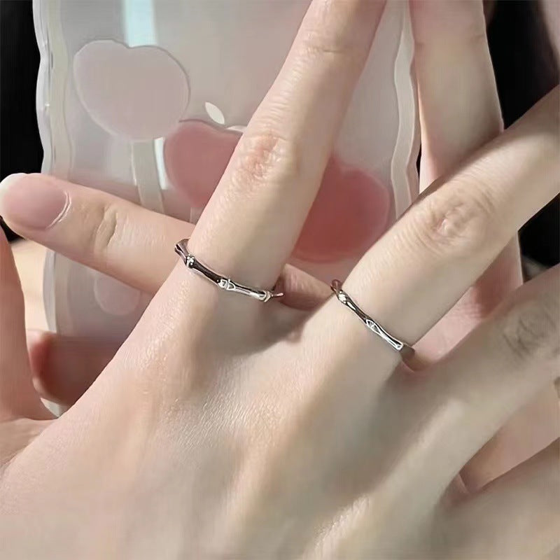 Bamboo Female Green Plum Horse Diamond Couple Design Rings