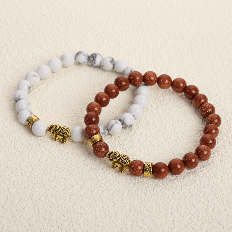 Women's & Men's Tigereye White-barked Pine Volcano Stone Black Bracelets