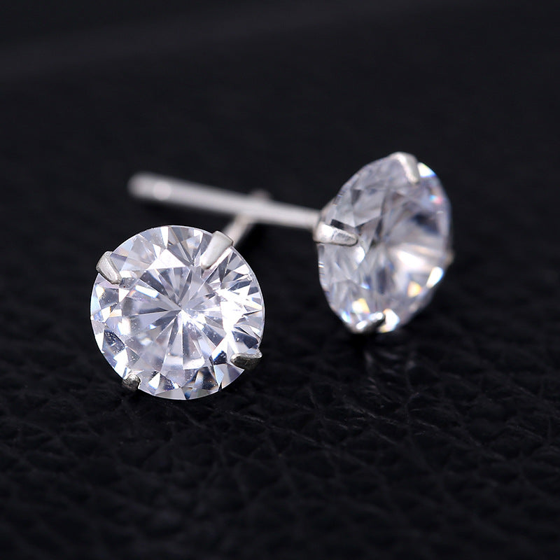 Women's & Men's Sier With Diamonds Round Square Colorful Earrings