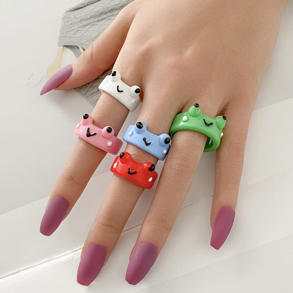 Frog Green Pair For Couple Resin Rings