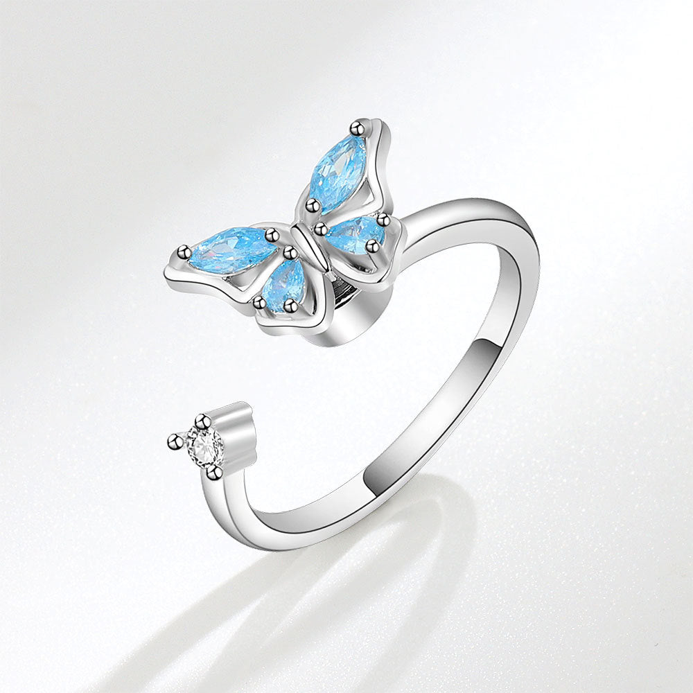 Butterfly Rotatable Female Accessories Personalized Opening Rings