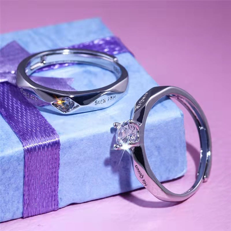 Women's & Men's Couple Open Mouth White Gold Plated Rings