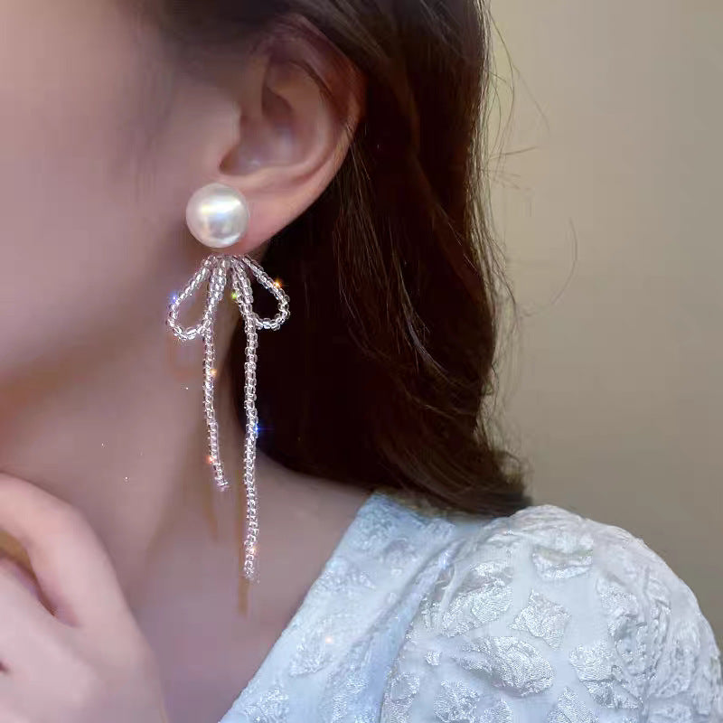 Summer Tassel Bow Pearl Grace Advanced Mesh Rings