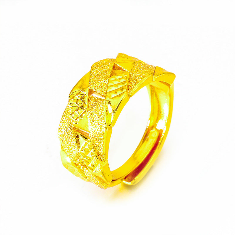 Men's Vietnam Placer Gold Jewellery Rhombus Building Ring