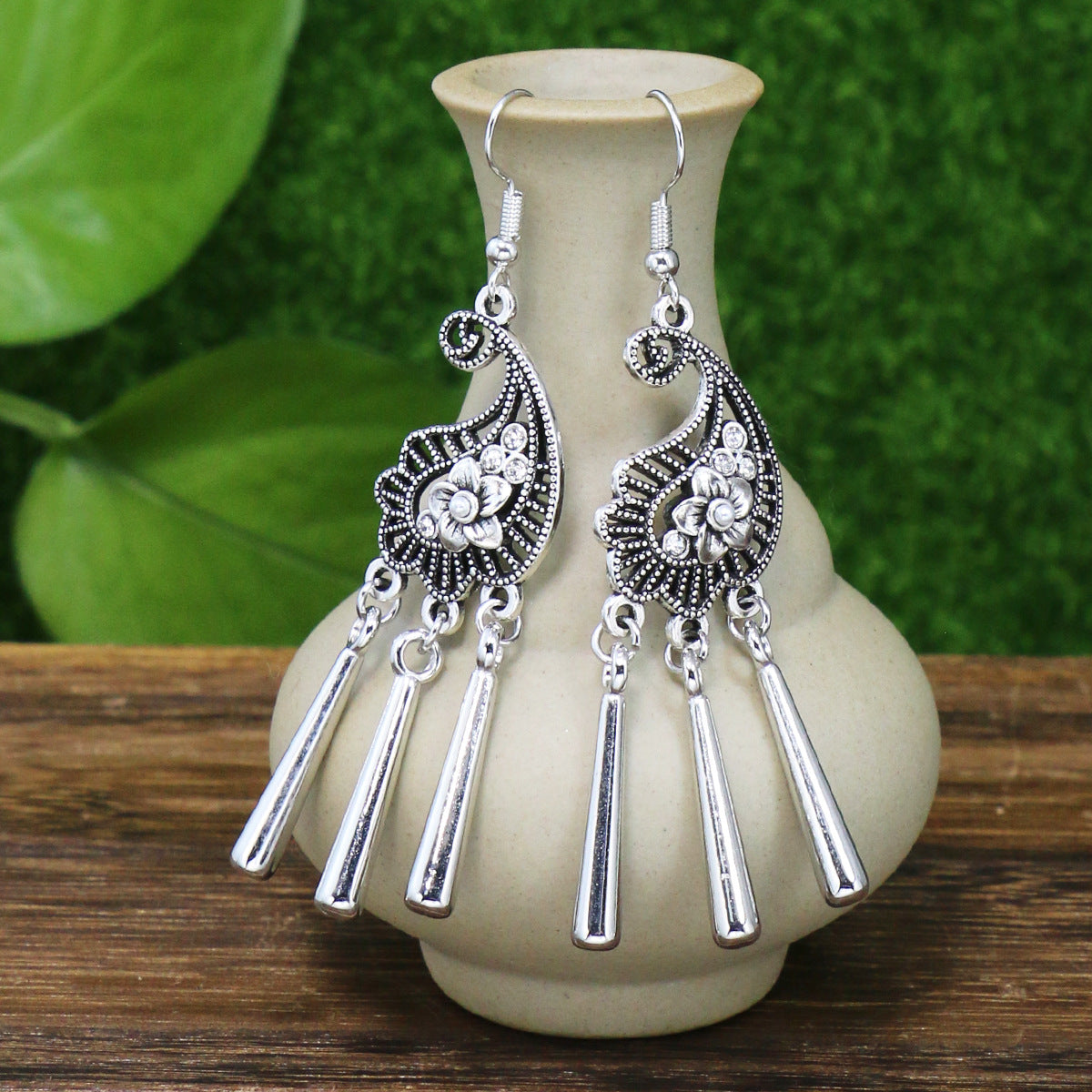 Accessories Flower Miao Bohemian Alloy Ethnic Minority Earrings