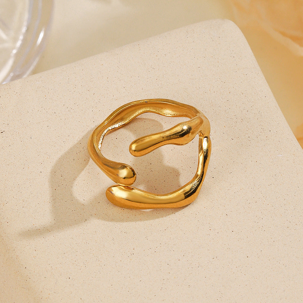 Stainless Steel Shaped Opening Gold-plated Irregular Rings