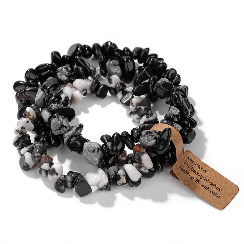 Women's & Men's Gravel Beads Three-piece Kraft Paper Tag Bracelets