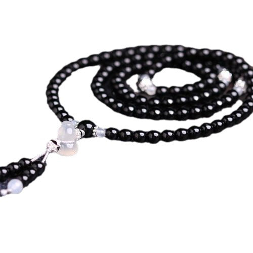 Women's & Men's Natural Red Agate Black Beads With Icy Bracelets