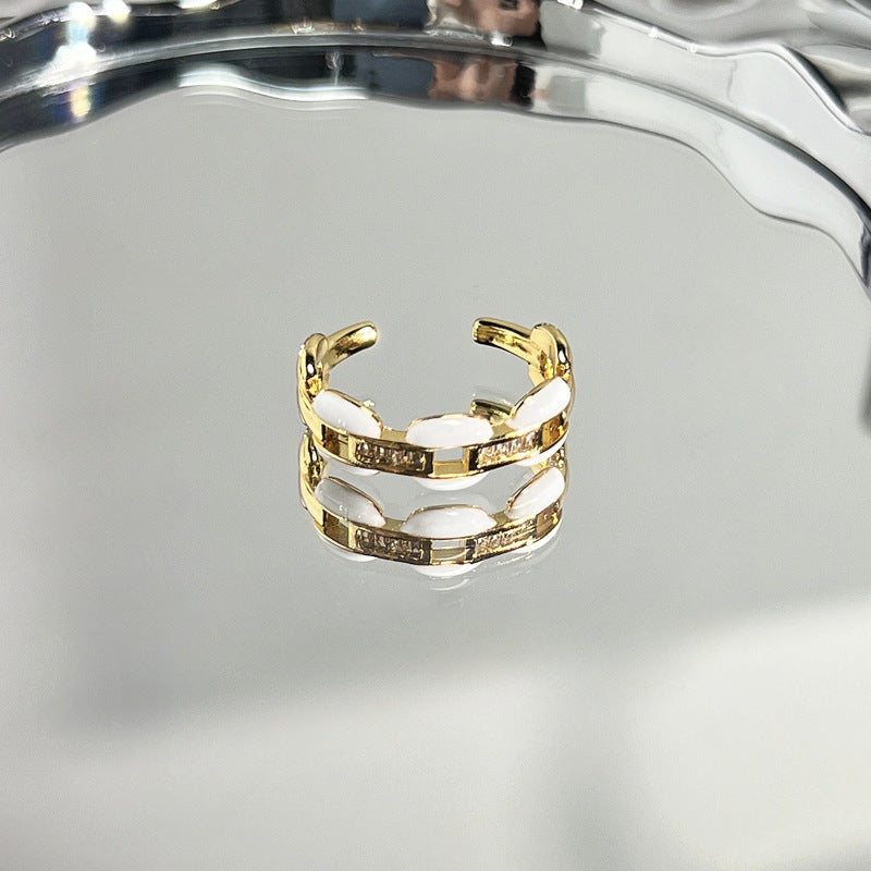 Luxury Enamel Drip Glazed Love Sweet Fashion Female Cold Rings