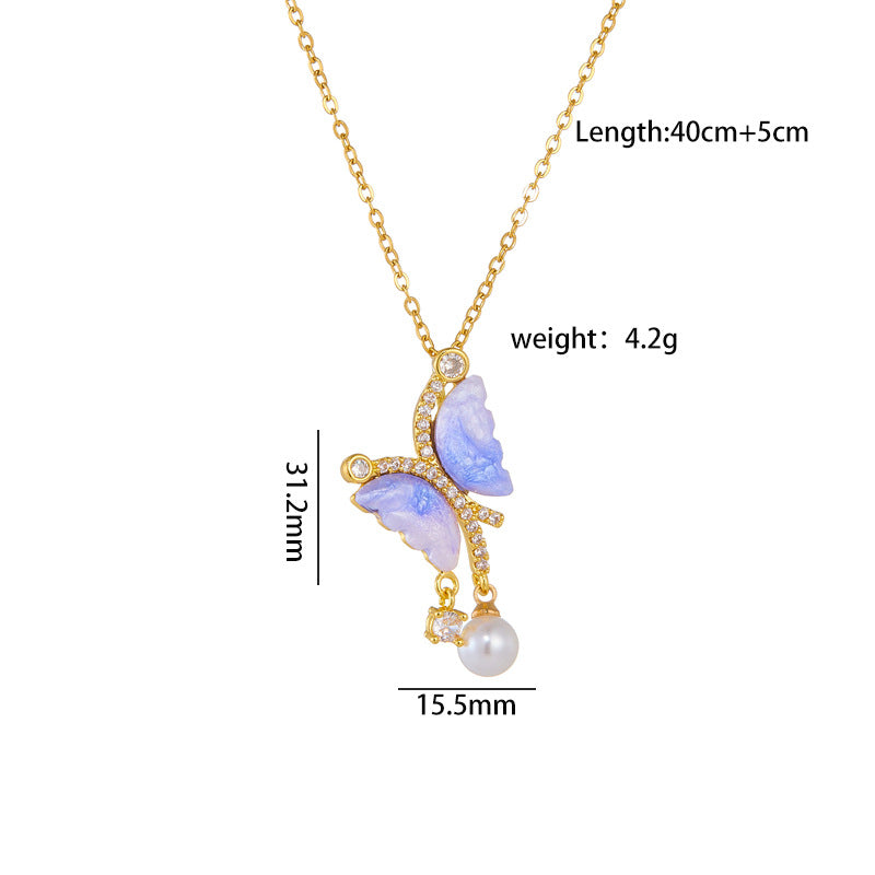 Super Color Fluorescent Butterfly Pearl Tassel Light Necklaces